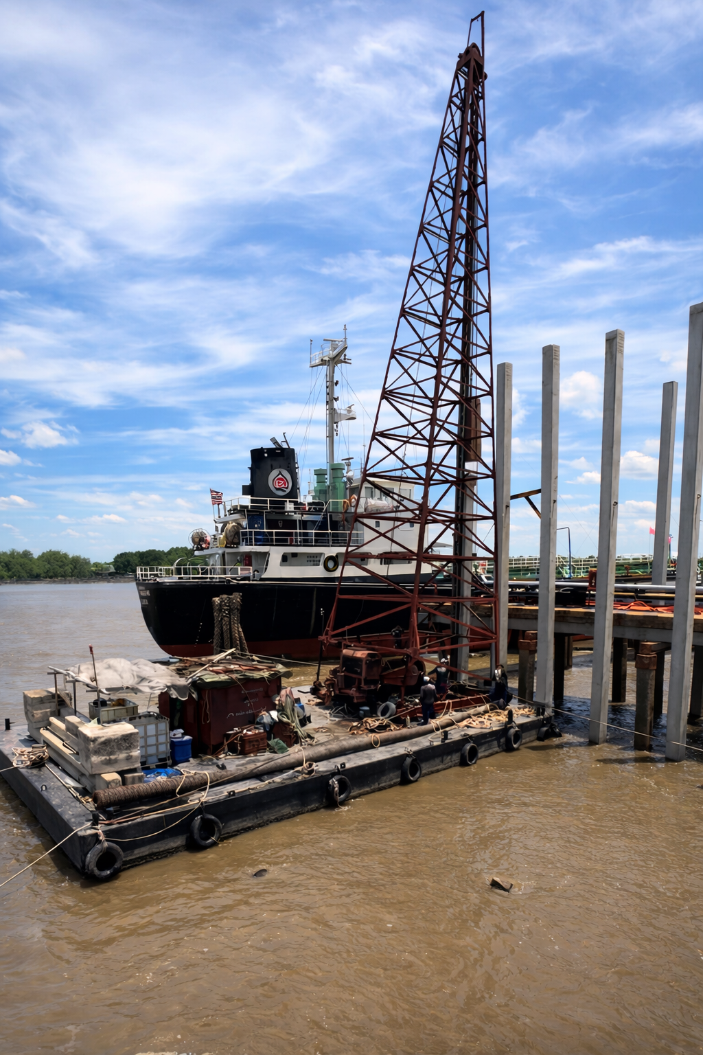 งานซ่อมแซมท่าเทียบเรือบางประกง